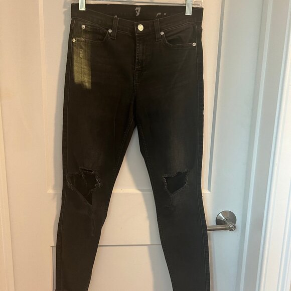 7 for All Mankind; Size 27; Distressed black jeans - Picture 1 of 2